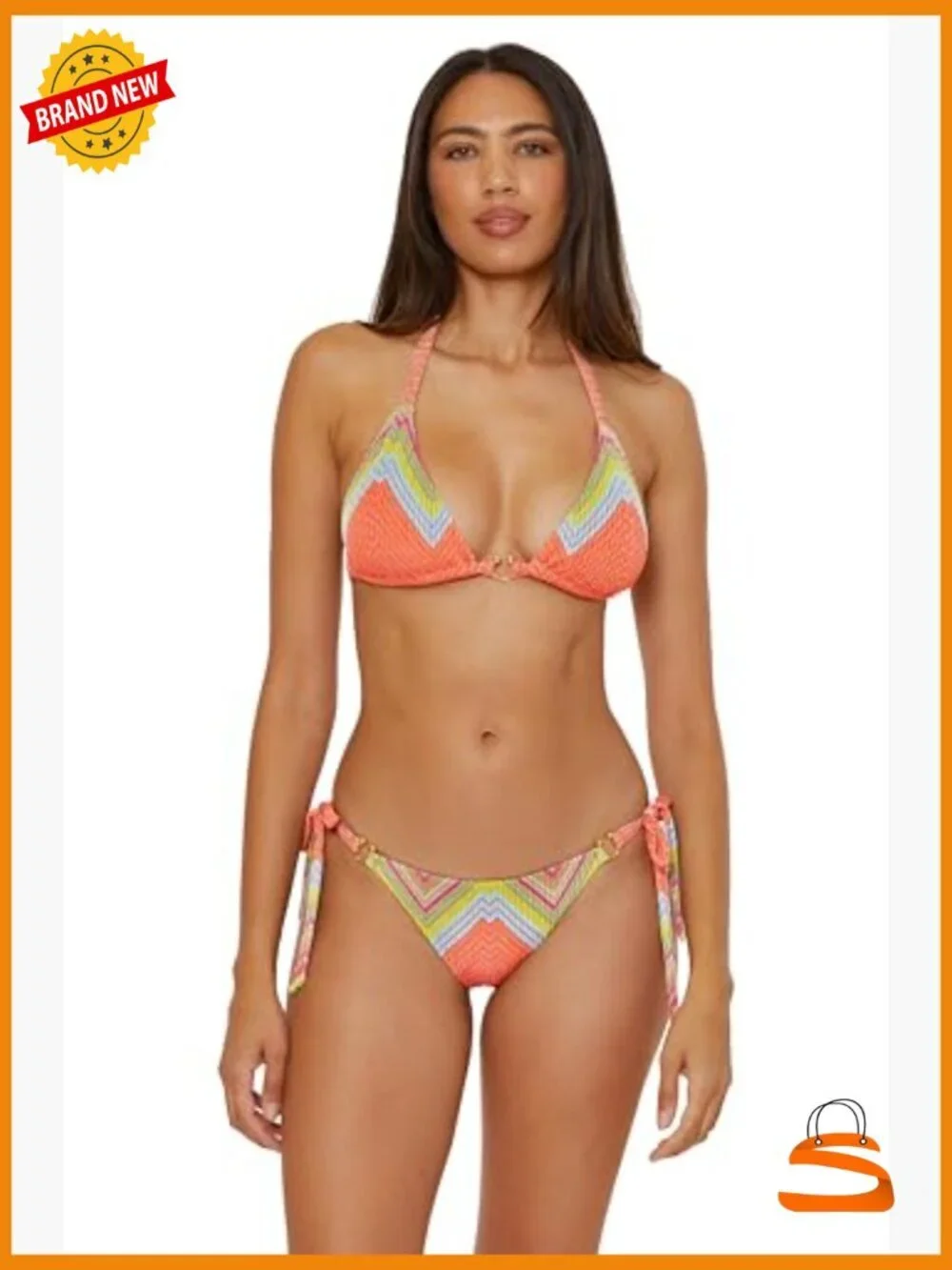 Metallic Cheeky Bikini Bottom, Adjustable Tie Sides, Medium
